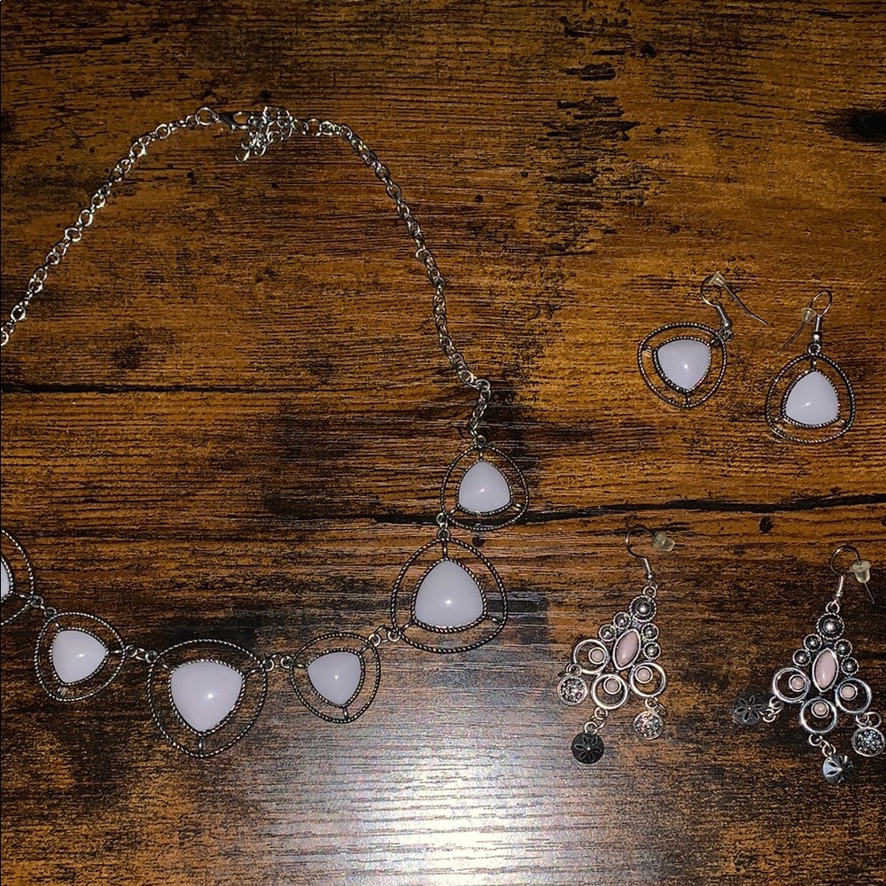 Elegant Silver and Pink Jewelry Set